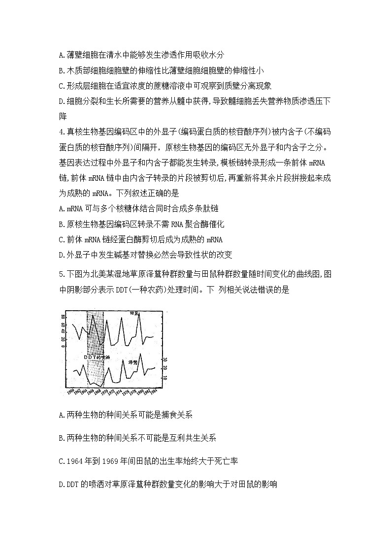 2020届江西省南昌市高三第一次模拟测试试题 生物02