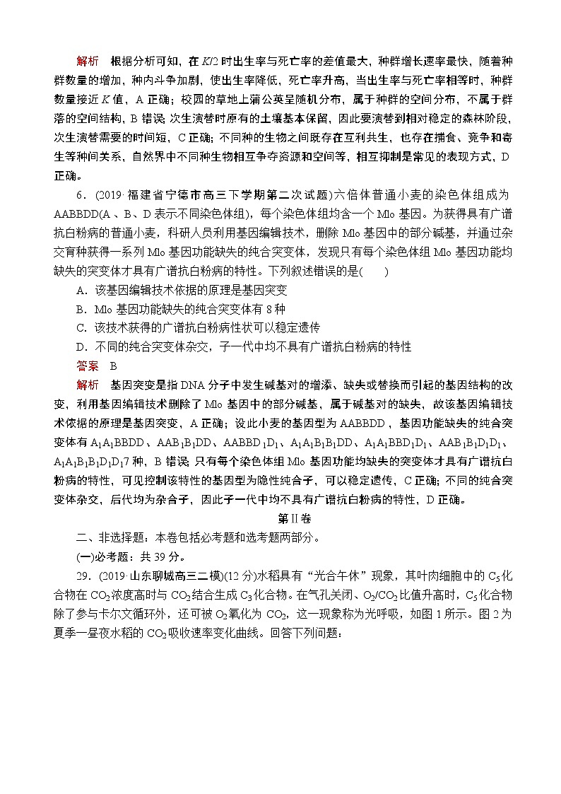 2020届全国新高考增分训练仿真模拟卷（六）生物（解析版）03
