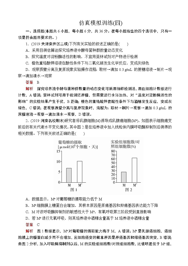 2020届全国新高考增分训练仿真模拟卷（四）生物（解析版）第1页