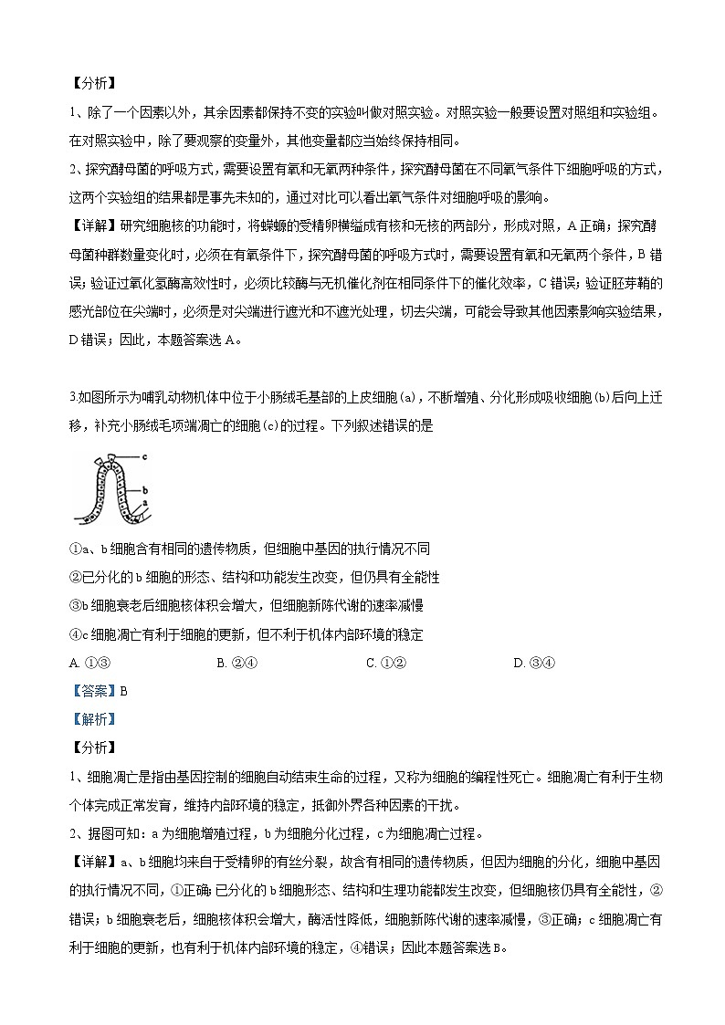 2019届天津市河西区高三下学期第三次模拟考试生物试卷（解析版）02