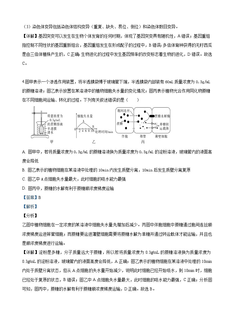 2019届云南省曲靖市曲靖一中高三第五次模拟理科综合生物试卷（解析版）03