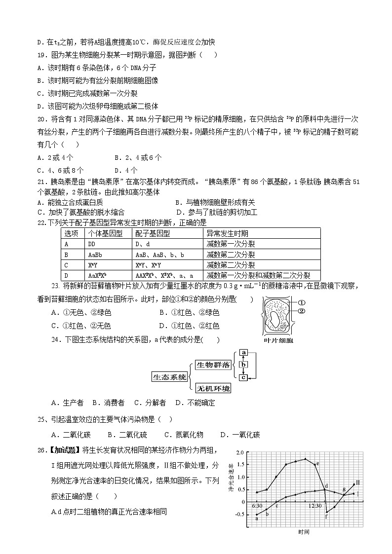 2019届浙江省杭州高三上学期生物模拟卷三第3页