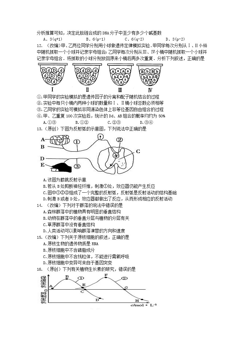 2019届浙江省杭州市高考命题比赛模拟（二十）生物试卷（word版）03