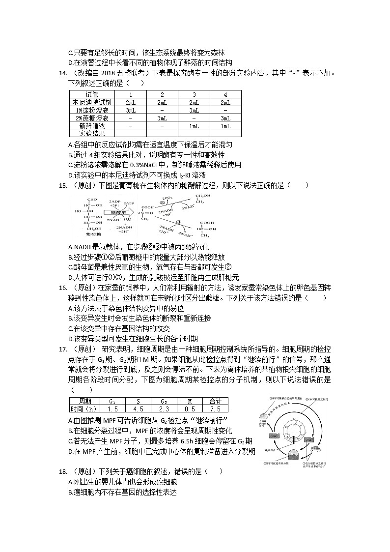2019届浙江省杭州市高考命题比赛模拟（三）生物试卷（word版）第3页