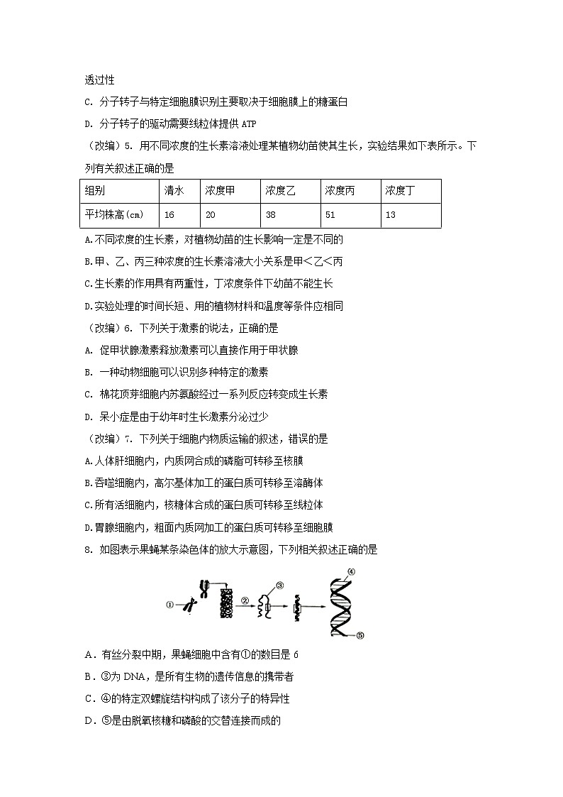 2019届浙江省杭州市高考命题比赛模拟（十八）生物试卷（word版）第2页