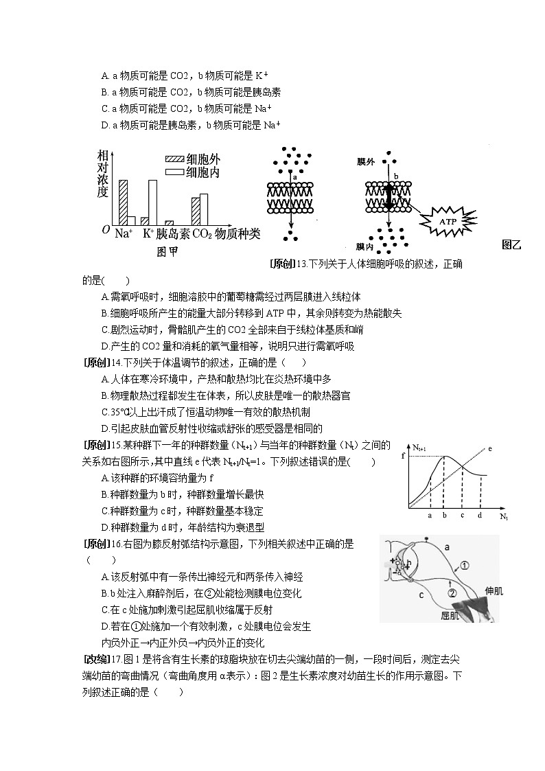 2019届浙江省杭州市高考命题比赛模拟（十二）生物试卷（word版）03