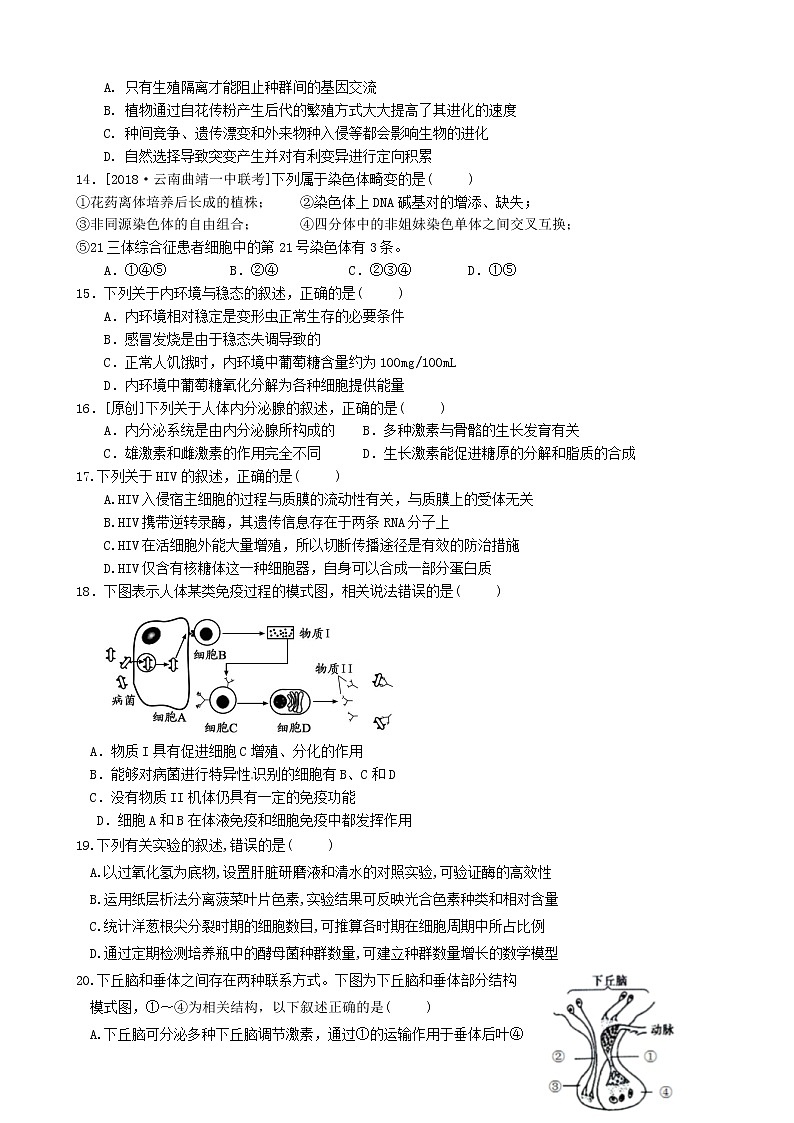 2019届浙江省杭州市高考命题比赛模拟（十四）生物试卷（word版）第3页