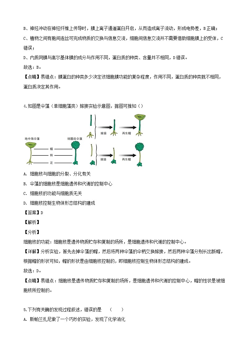 2019届浙江省杭州市高三高考命题比赛模拟（六）生物试题（解析版）第3页