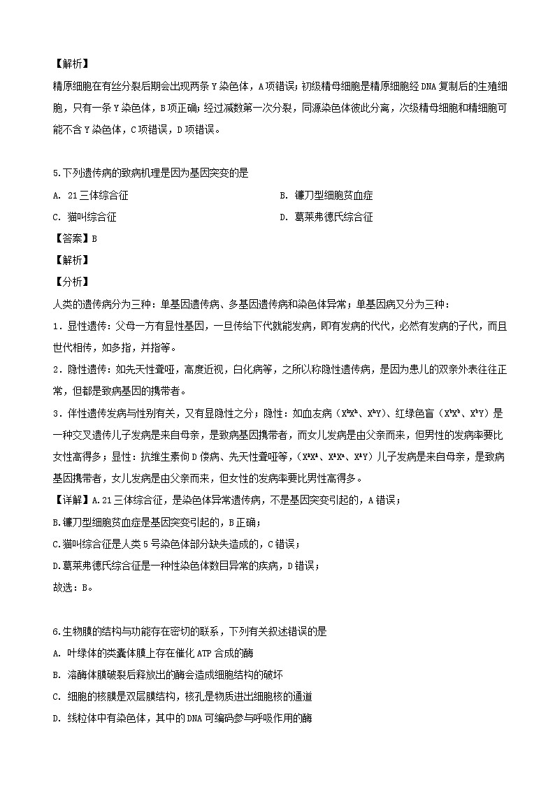 2019届浙江省杭州市高三高考命题比赛模拟生物试题（解析版）03