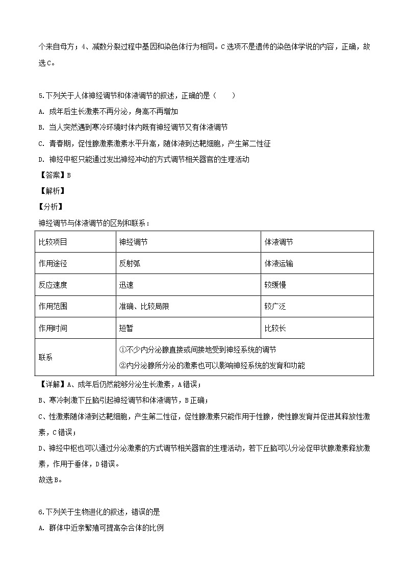 2019届浙江省杭州市高三七模考试理综生物试题（解析版）第3页