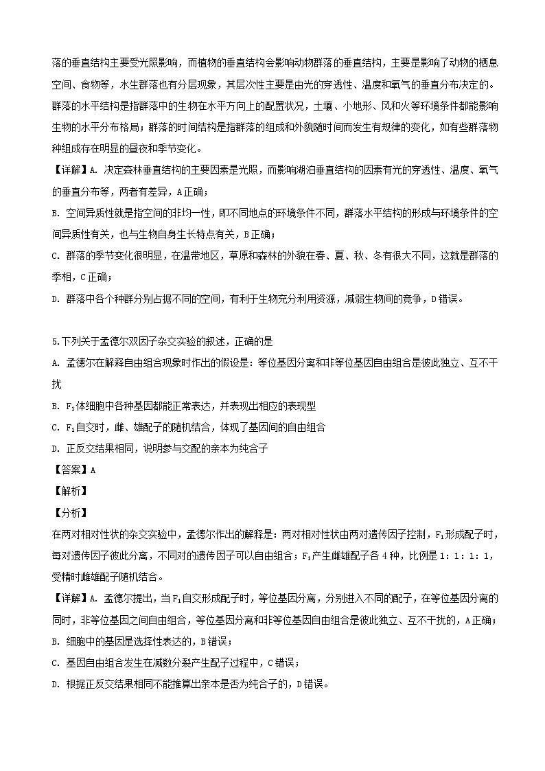 2019届浙江省稽阳联谊学校高三（3月）联考生物试题（解析版）03