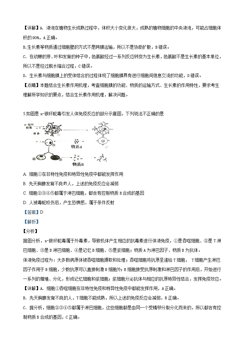 2019届陕西省高三下学期第六次模拟考试理科综合生物试卷（解析版）第3页