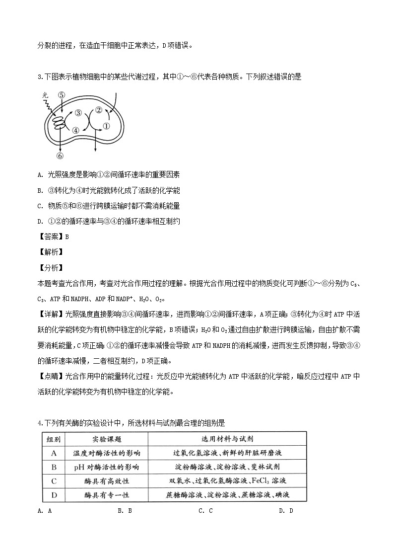 2019届四川省成都市高三下学期第三次诊断性检测理科综合生物试题（解析版）02