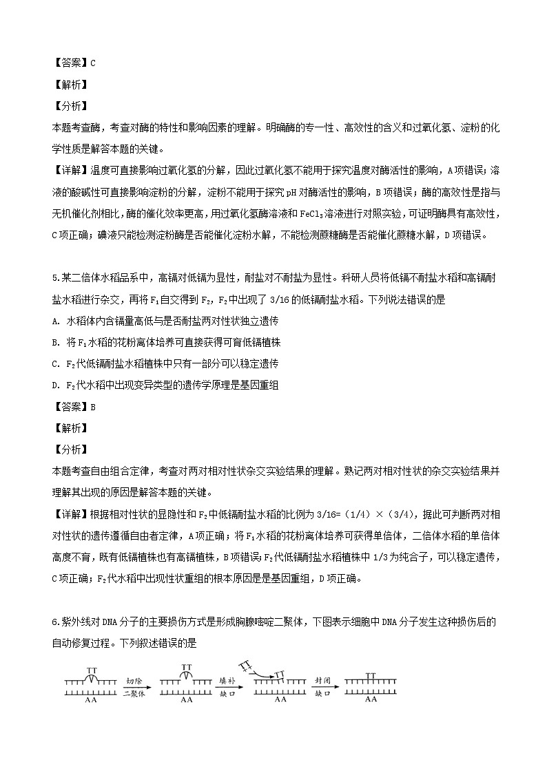 2019届四川省成都市高三下学期第三次诊断性检测理科综合生物试题（解析版）03