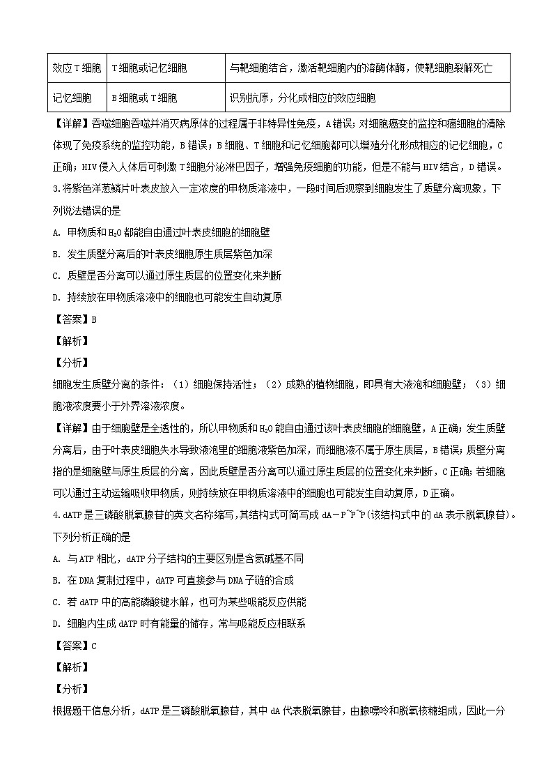 2019届四川省广安、眉山、内江、遂宁高三第一次诊断性考试理科综合生物试题（解析版）02