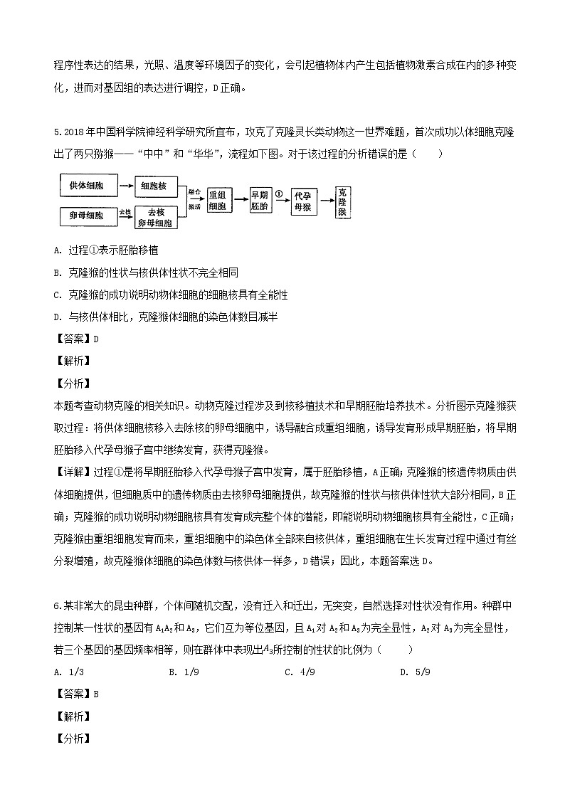 2019届四川省泸州市泸县第一中学高三高考适应性考试理综-生物试题（解析版）03