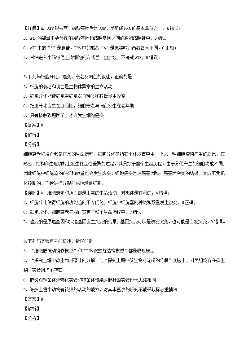 2019届四川省南充市高三第三次高考适应性考试理科综合生物试题（解析版）第2页