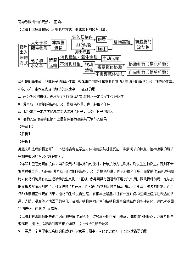 2019届四川省南充市高三上学期第一次诊断性考试理科综合生物试题（解析版）03