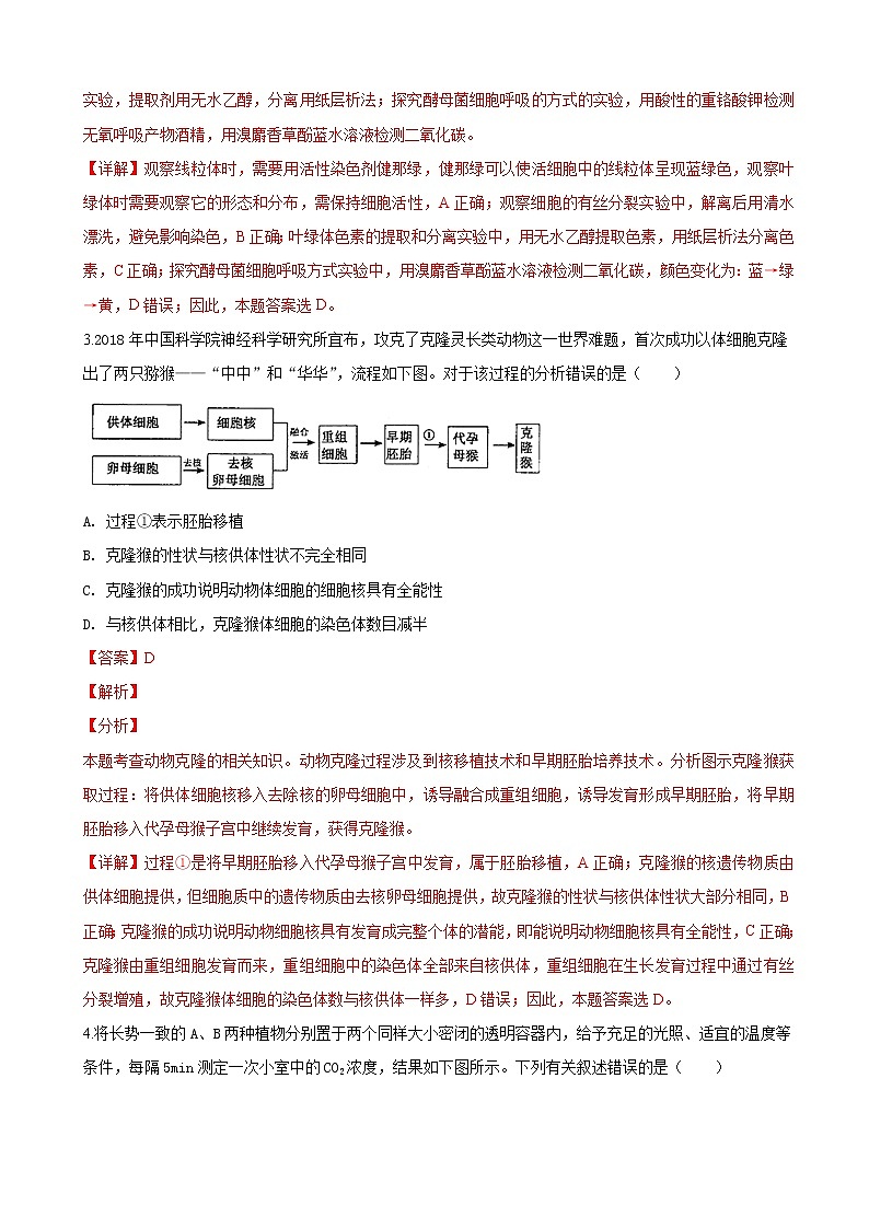 2019届天津市部分区高三下学期第一次模拟考试生物试卷（解析版）02