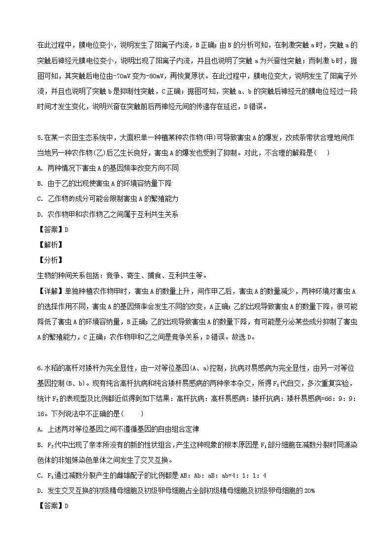 2019届辽宁省沈阳市郊联体高三下学期第一次模拟考试理科综合生物试题（解析版）第3页