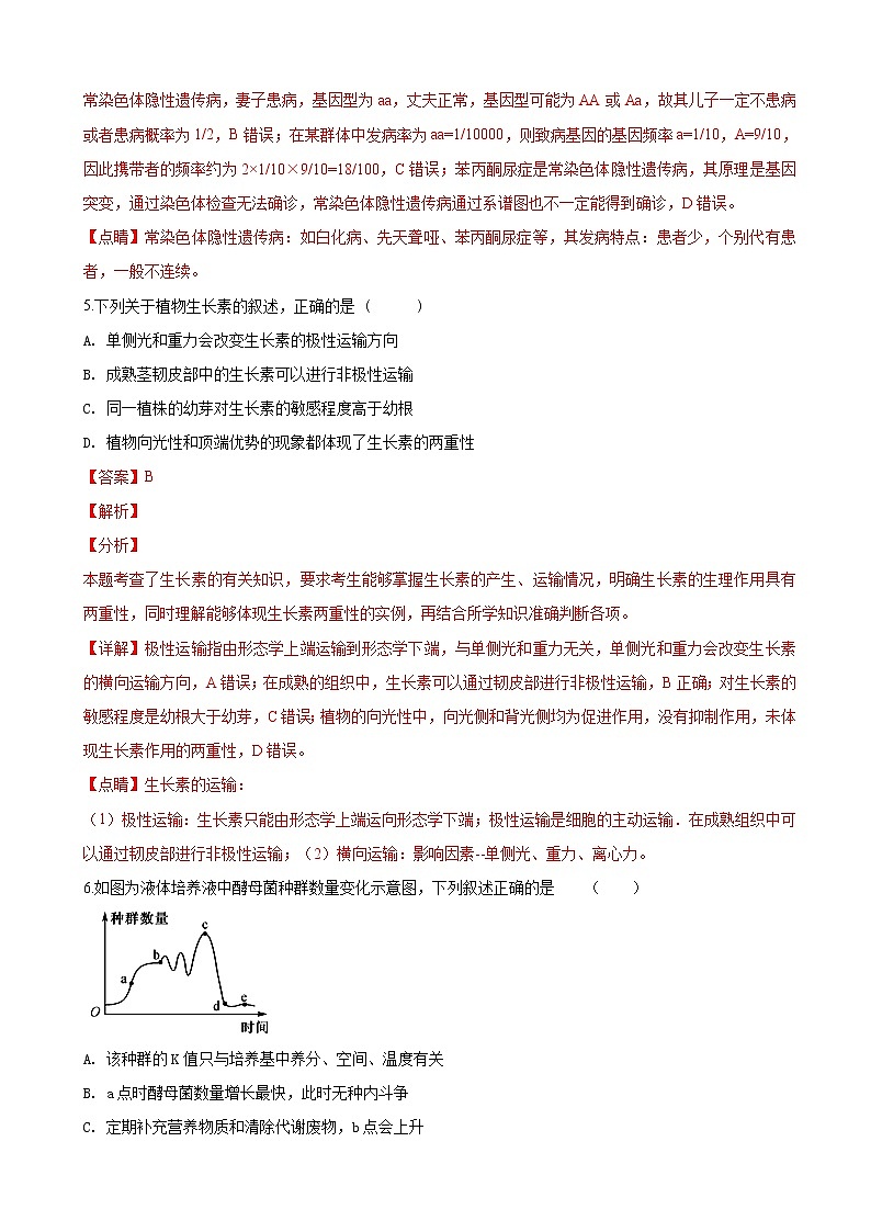 2019届宁夏回族自治区石嘴山市第三中学高三下学期一模考试理科综合生物试卷（解析版）第3页