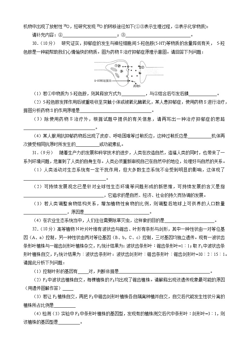 2019届全国普通高中高三5月信息卷 生物（七）（解析版）03