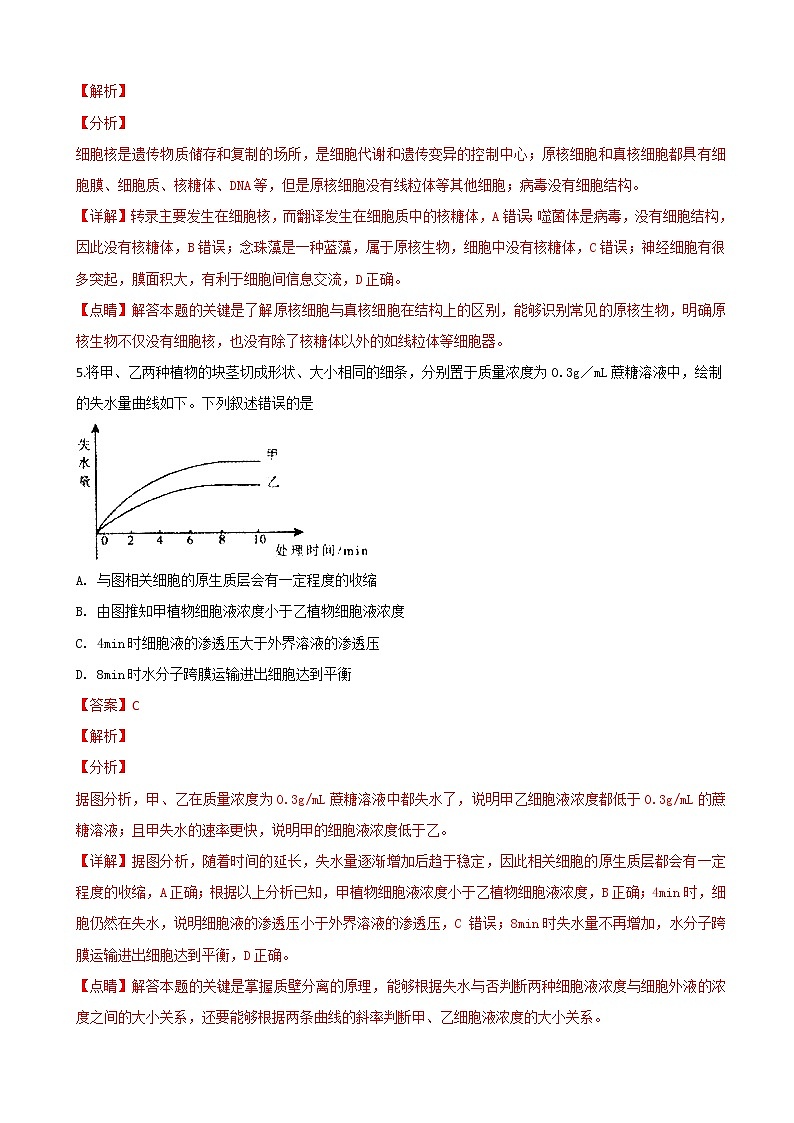 2019届山东省青岛市高三9月份调研检测生物试题(解析版)03