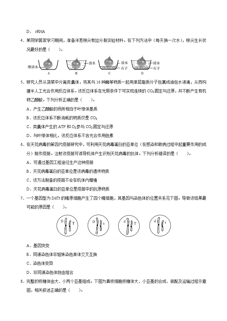 2020年天津卷生物高考试题（含答案）02