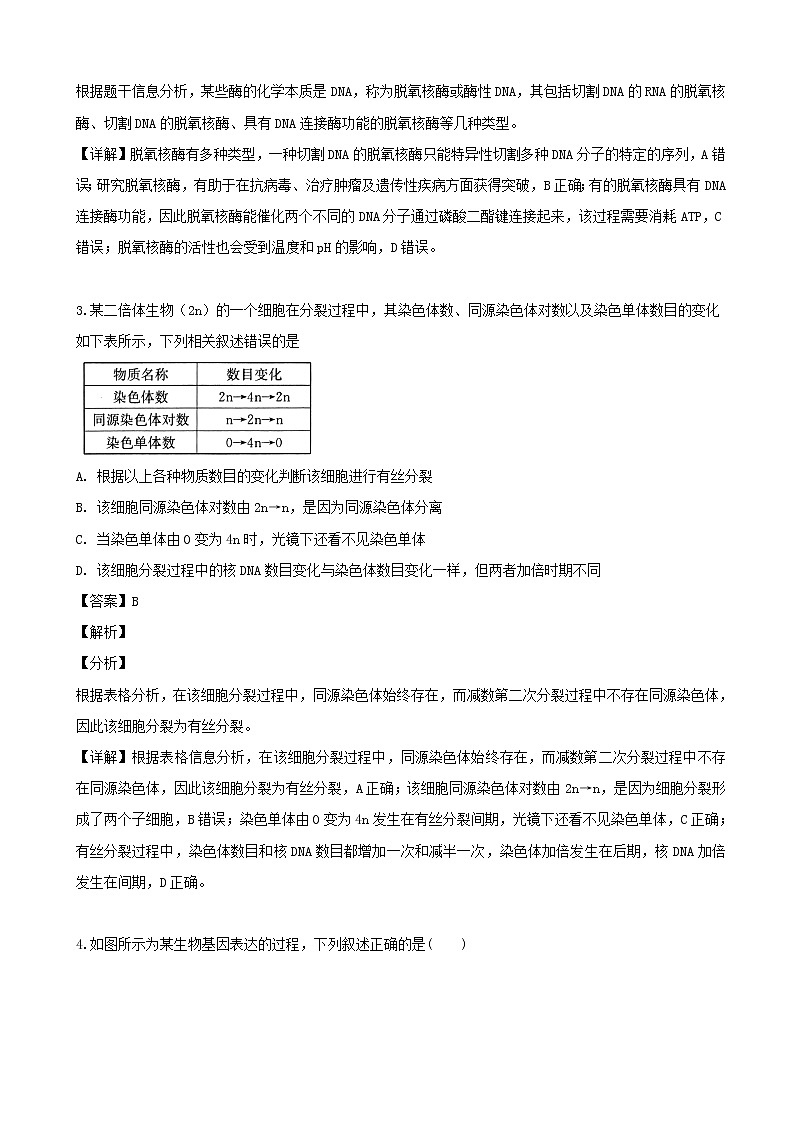 2019届湖南省长沙市第一中学高三下学期高考模拟卷（一）理科综合生物试题（解析版）02