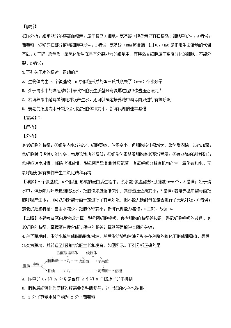 2019届湖南省长沙市长郡中学高三上学期第三次调研考试生物试题（解析版）02