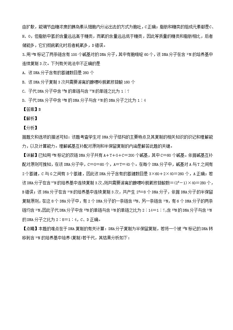 2019届湖南省长沙市长郡中学高三上学期第五次调研考试生物试题（解析版）02