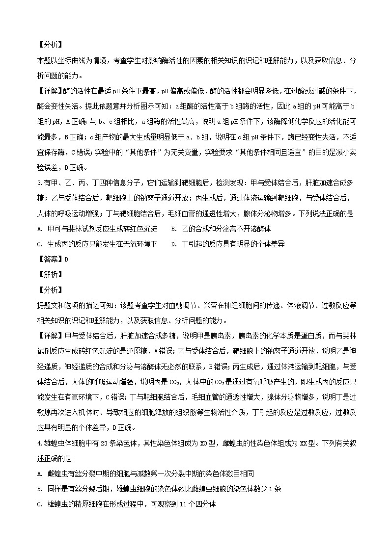 2019届湖南省长沙市长郡中学高三上学期第一次适应性考试（一模）理科综合生物试题（解析版）第2页