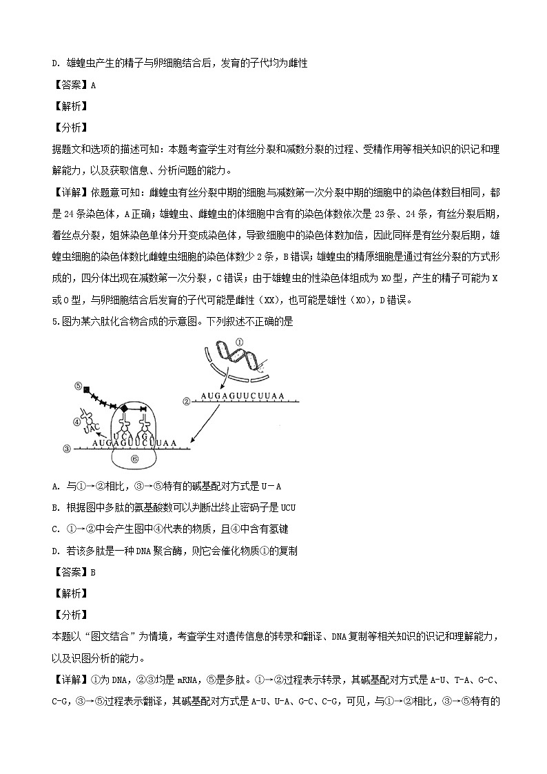 2019届湖南省长沙市长郡中学高三上学期第一次适应性考试（一模）理科综合生物试题（解析版）第3页