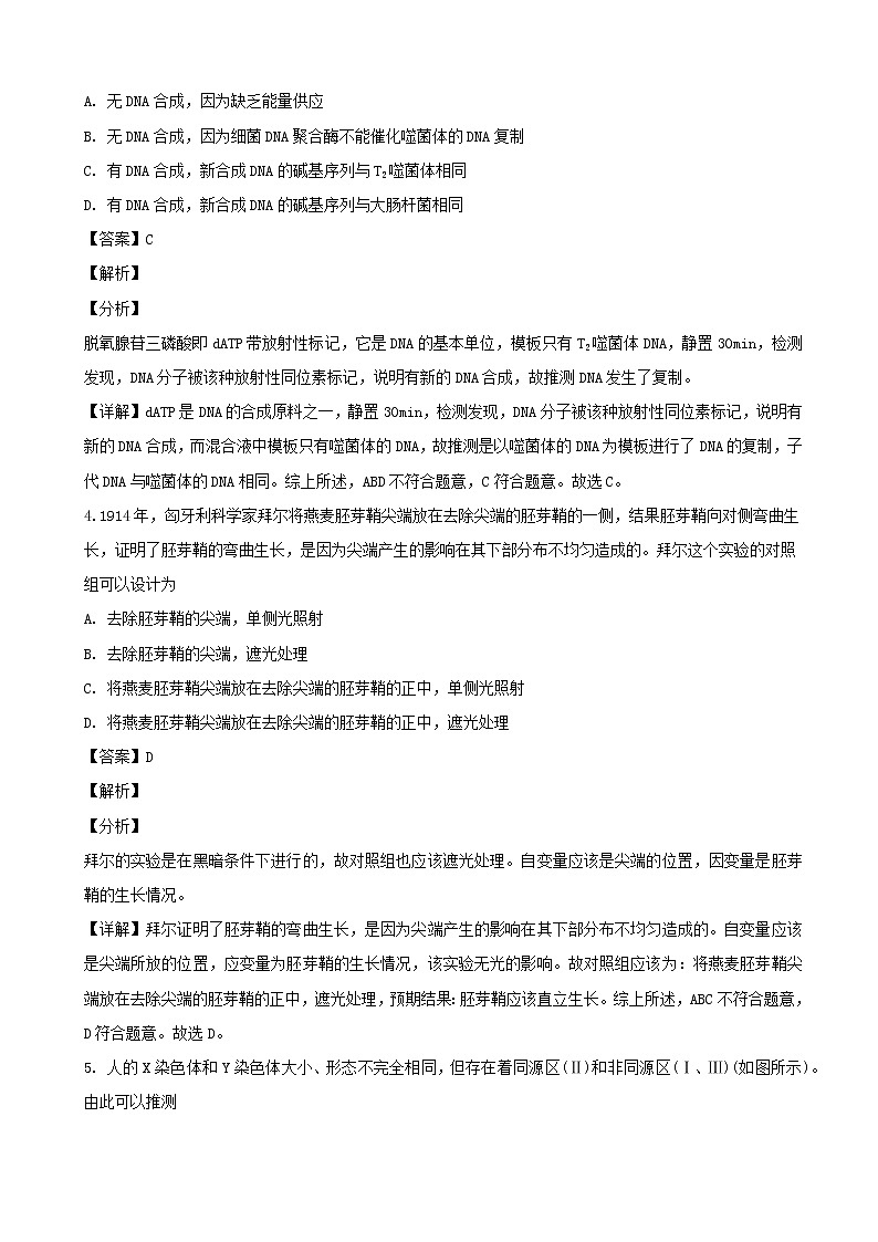 2019届湖南省长沙市长望刘宁四区县高三下学期3月调研考试理科综合生物试题（解析版）02