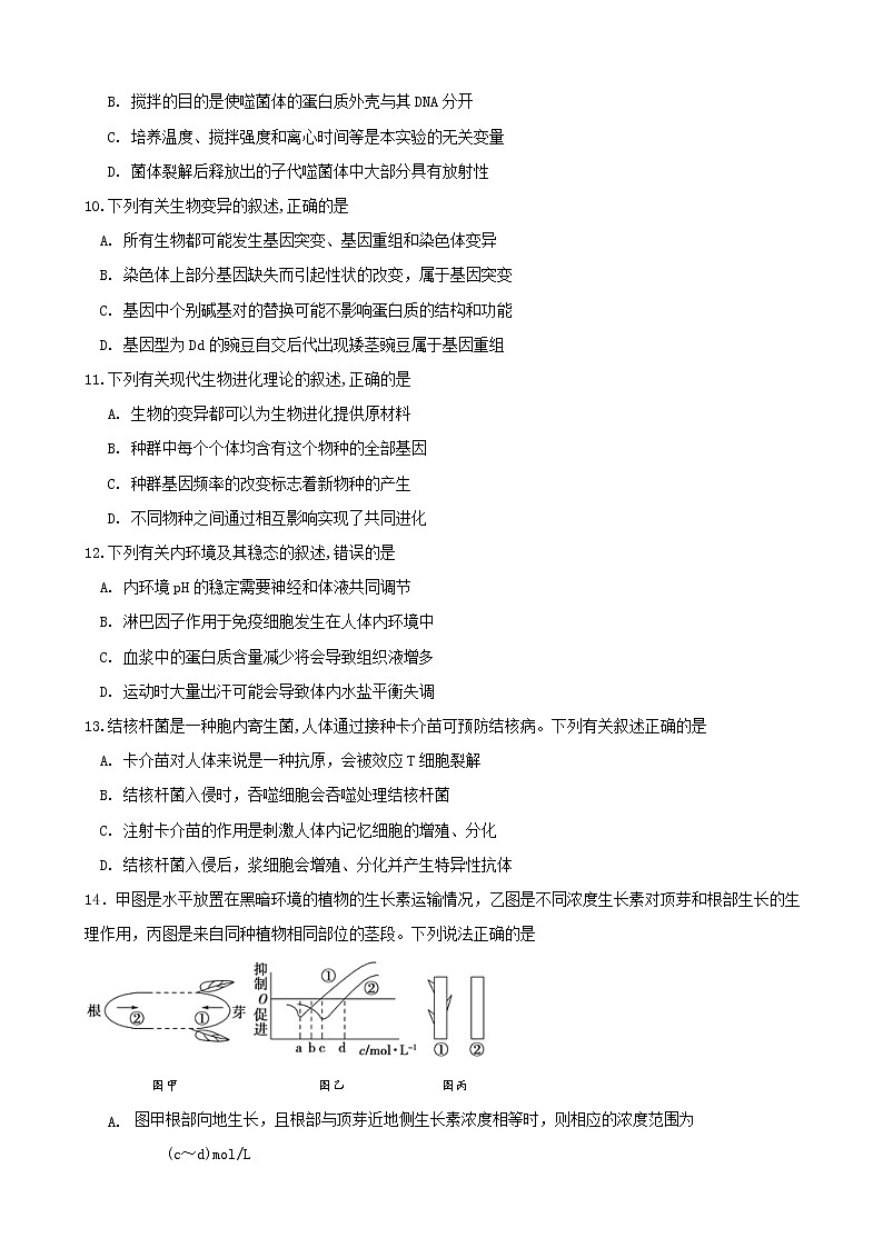 2019届江苏省包场高级中学高三12月学情调查生物试题（word版）03