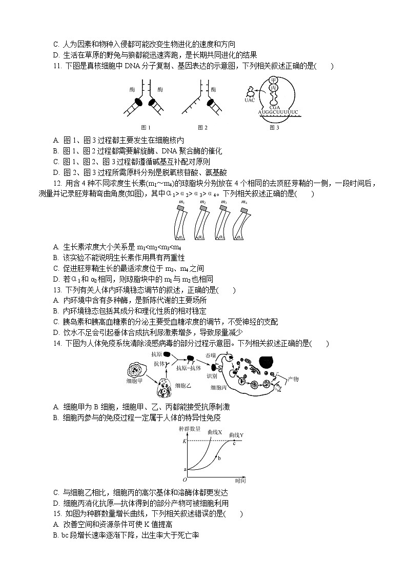 2019届江苏省南京市、盐城市高三第三次调研考试（5月） 生物（word版）03