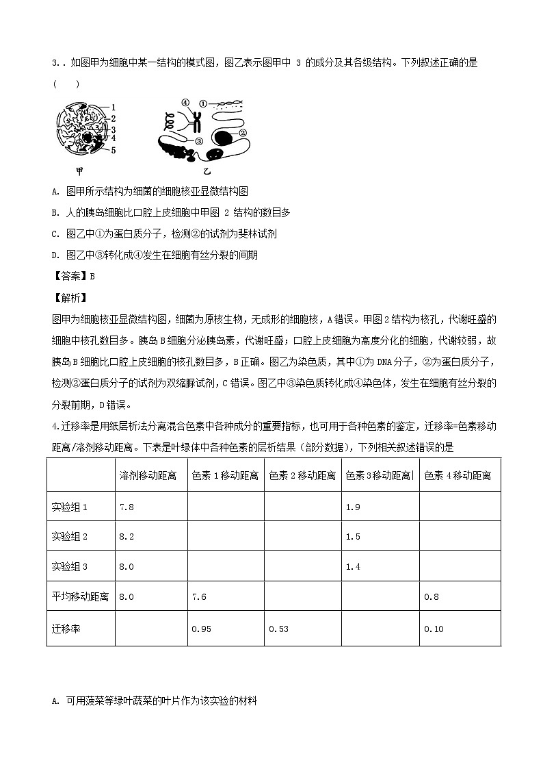 2019届江苏省盐城中学高三上学期模拟考试生物试题（解析版）第2页