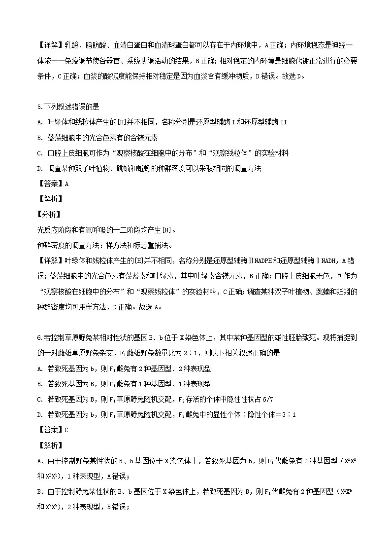 2019届辽宁省大连市第八中学高三下学期第一次模拟考试理科综合生物试题（解析版）第3页