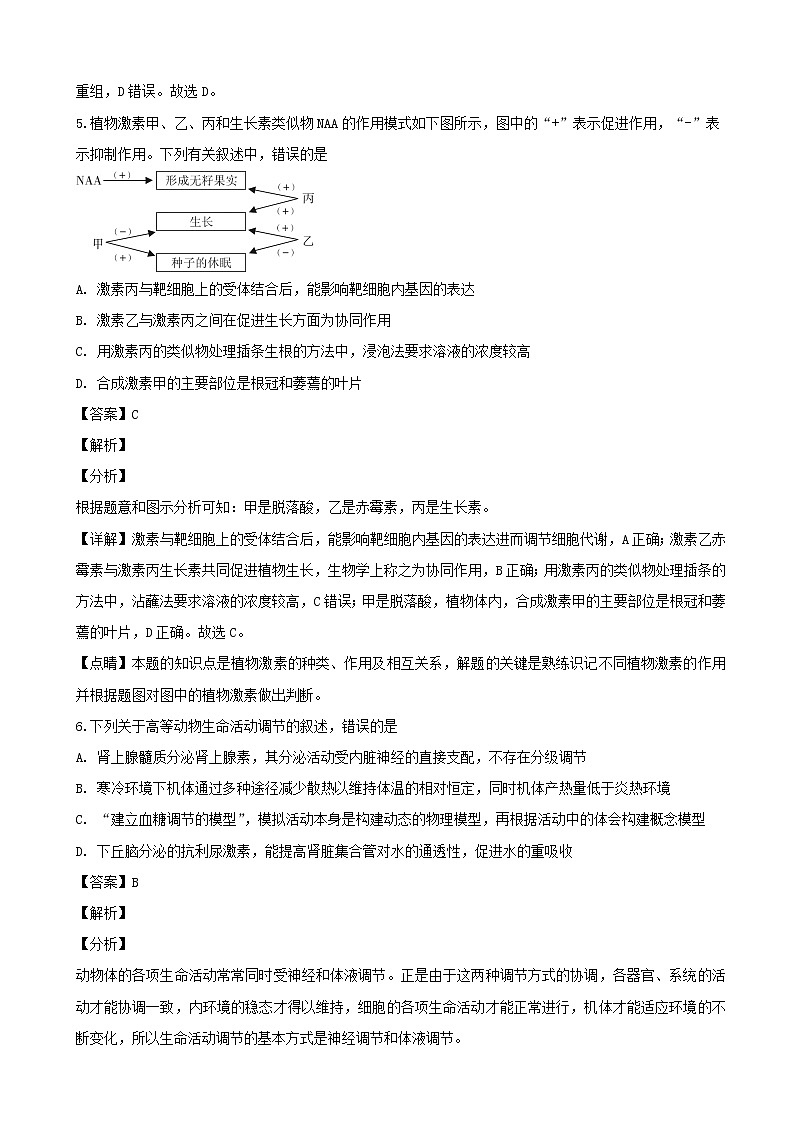 2019届辽宁省抚顺市高三下学期第一次模拟考试理科综合生物试题（解析版）第3页
