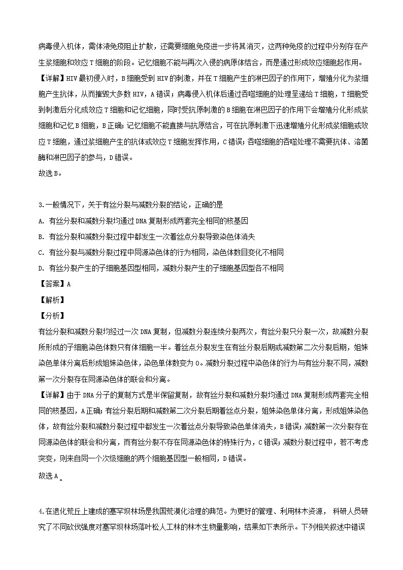 2019届广东省南海中学等七校联合体高三冲刺模拟理科综合生物试题（解析版）02