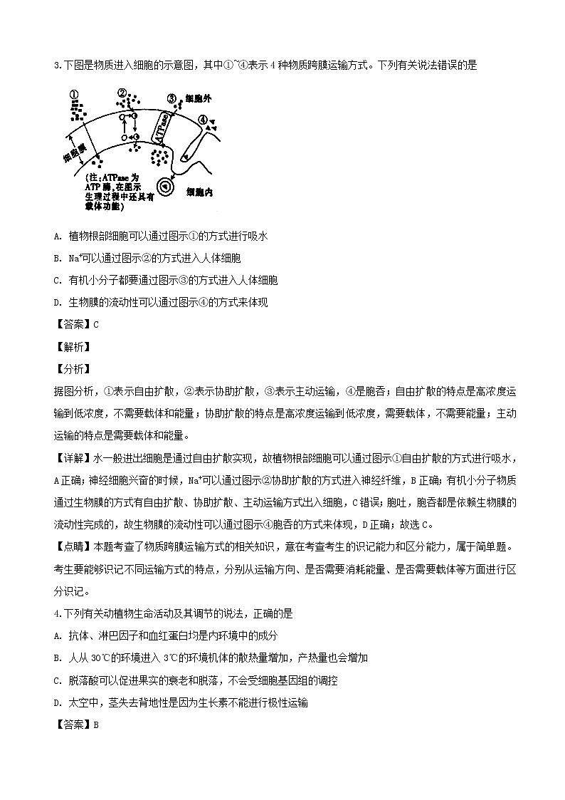 2019届贵州省黔东南州高三下学期第一次模拟考试理科综合生物试题（解析版）02