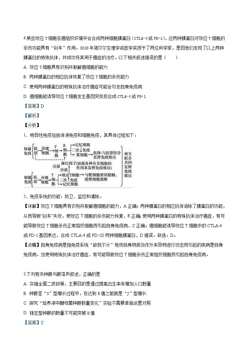 2019届河北省涞水波峰中学高三高考模拟（2）生物试卷（解析版）第3页