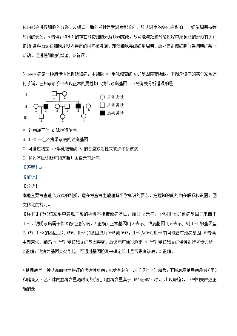 2019届河北省石家庄市一中高三下学期冲刺模拟理科综合生物试卷（解析版）02