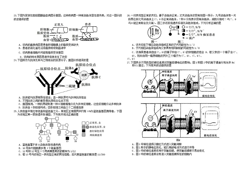 2019届黑龙江省大庆铁人中学高三第二次模拟考试生物试卷（Word版）03