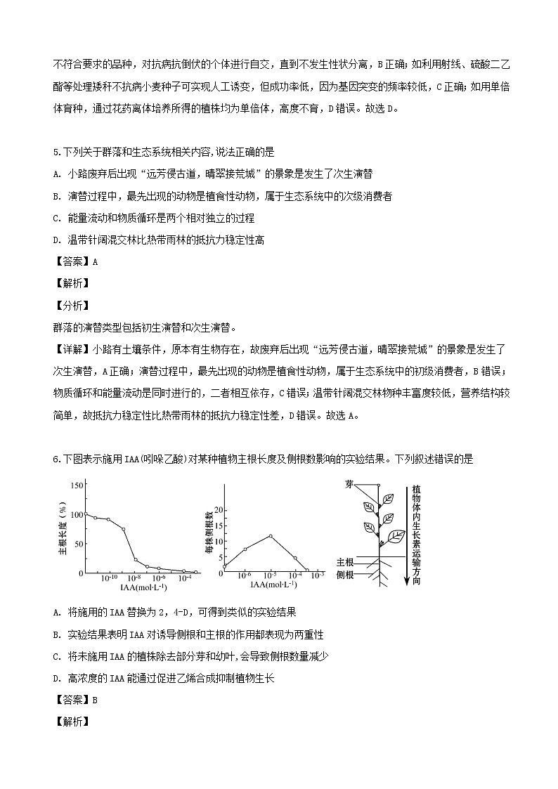 2019届黑龙江省哈尔滨市九中高三四模考试理综生物试题（解析版）第3页