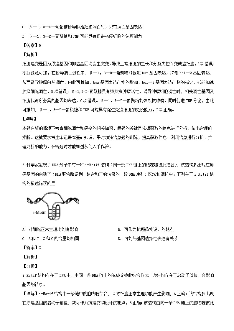 2019届湖北省黄冈中学高三（6月）模拟理综生物试题（解析版）02