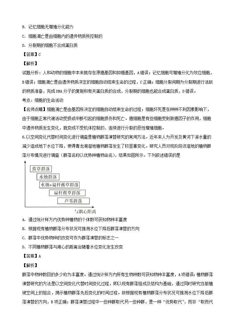 2019届湖北省十堰市高三高考生物模拟试卷（3月份）（解析版）03
