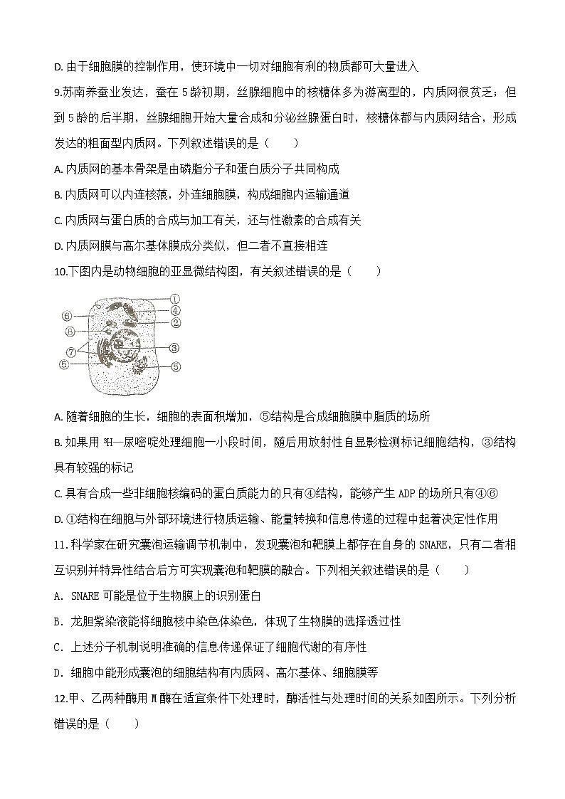 2019届安徽省肥东县高级中学高三11月调研考试生物试题第3页