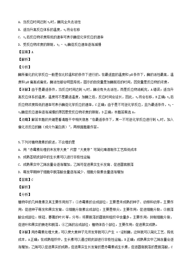 2019届安徽省芜湖市高三下学期5月模拟考试理科综合生物试题（解析版）03