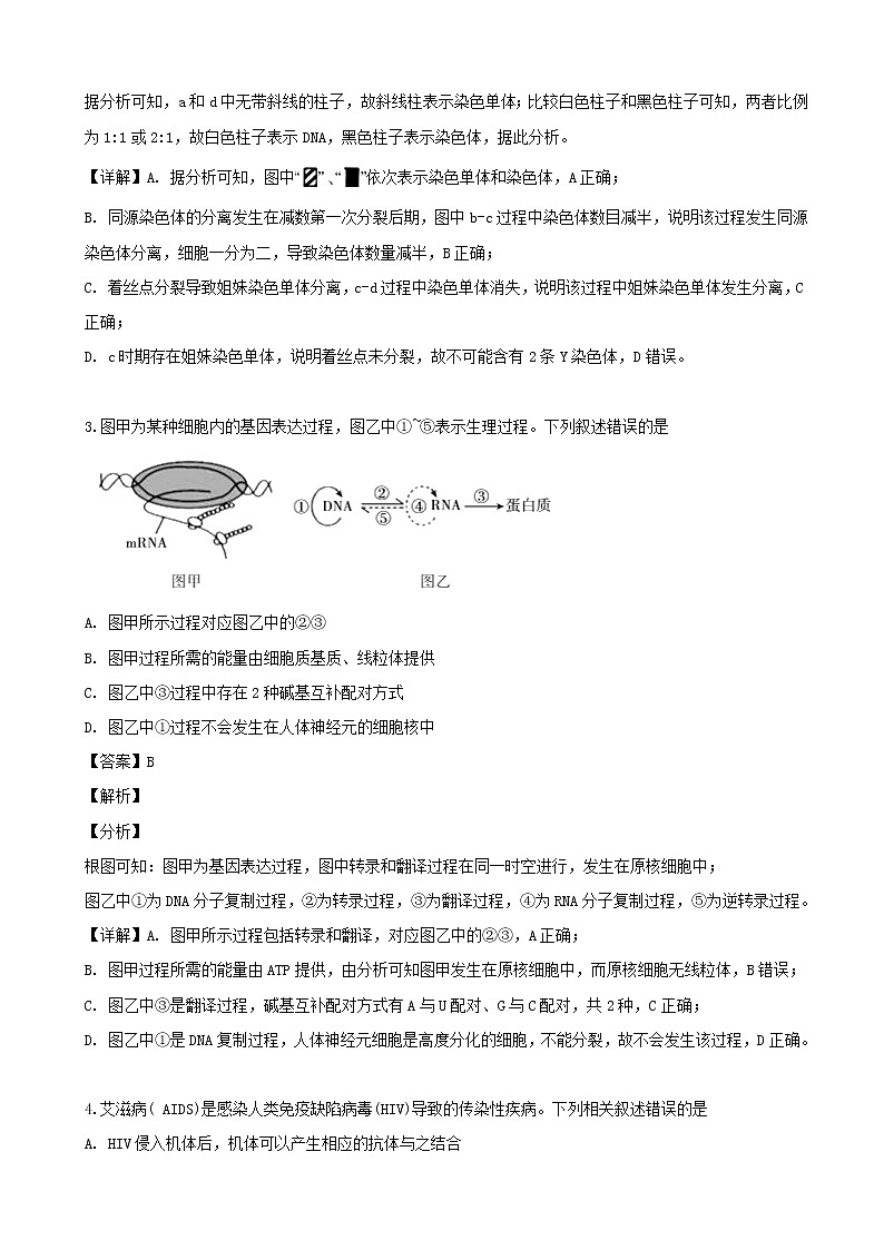 2019届安徽省宣城市高三下学期第二次调研测试理科综合生物试题（解析版）02